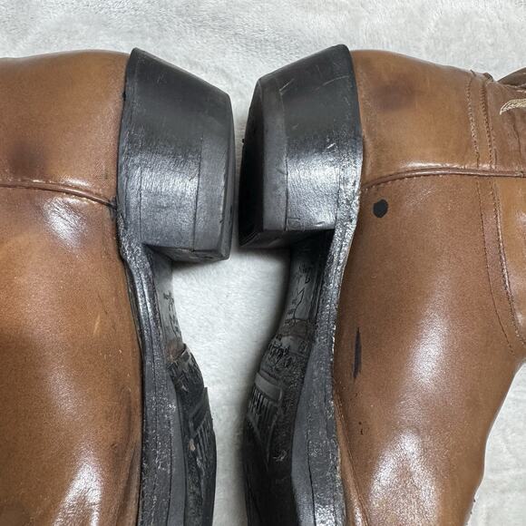 Tony Lama Leather Boots Men 10 EE Brown Cowboy Western Pointed Toe Embroidered - Picture 9 of 16